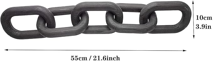 Hanlin Wood Chain Link Decor - Hand Carved Boho Decorative Chain, Farmhouse Decor, Sustainable Pine, Coffee Table Shelf for Home Living Room (White)