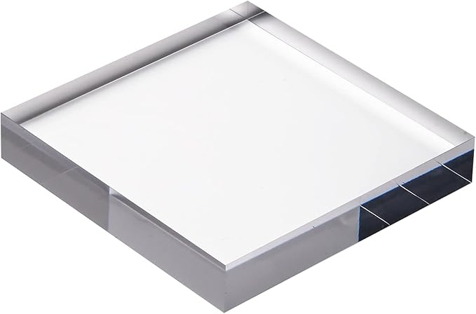 CiaoHER 1in Thickness 6in Square Acrylic Cube Display Block Clear Polished Pedestal Stand Riser Solid Base 6" x 6" x 1", 2 Pack