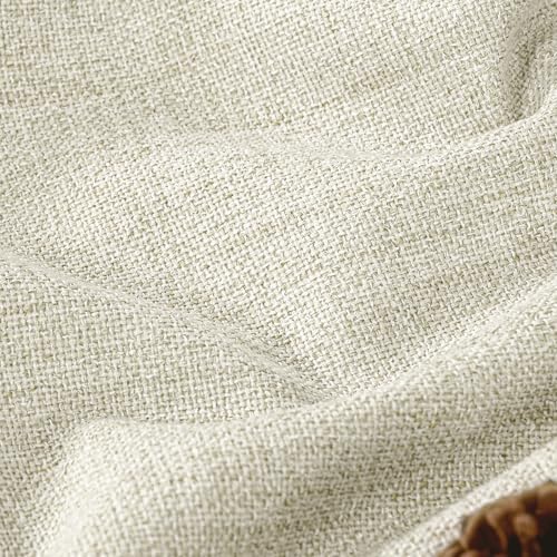Lajode Blackout Curtains 54 Inch Length 2 Panels for Bedroom, Thermal Insulated Total Light Blocking Noise Reducing Linen Window Curtains for Farmhouse, Bronze Grommet, Natural, Each 52" Wide