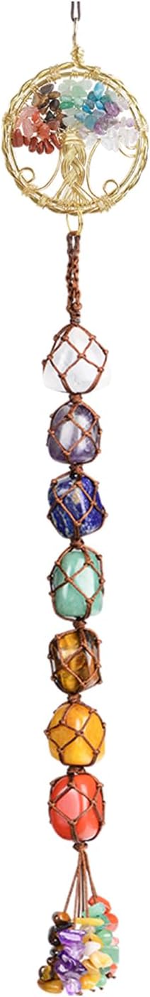 Anjiucc Handmade Crystal Window Car Hanging Ornaments 7 Chakra Home Ornament Yoga Meditation Car Decoration（A-Style 13）