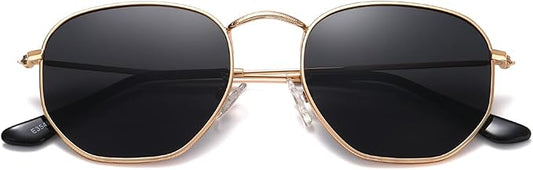 MEETSUN Polarized Hexagon Sunglasses for Women Men Polygon Square Sun Glasses UV400 Protection Metal Frame