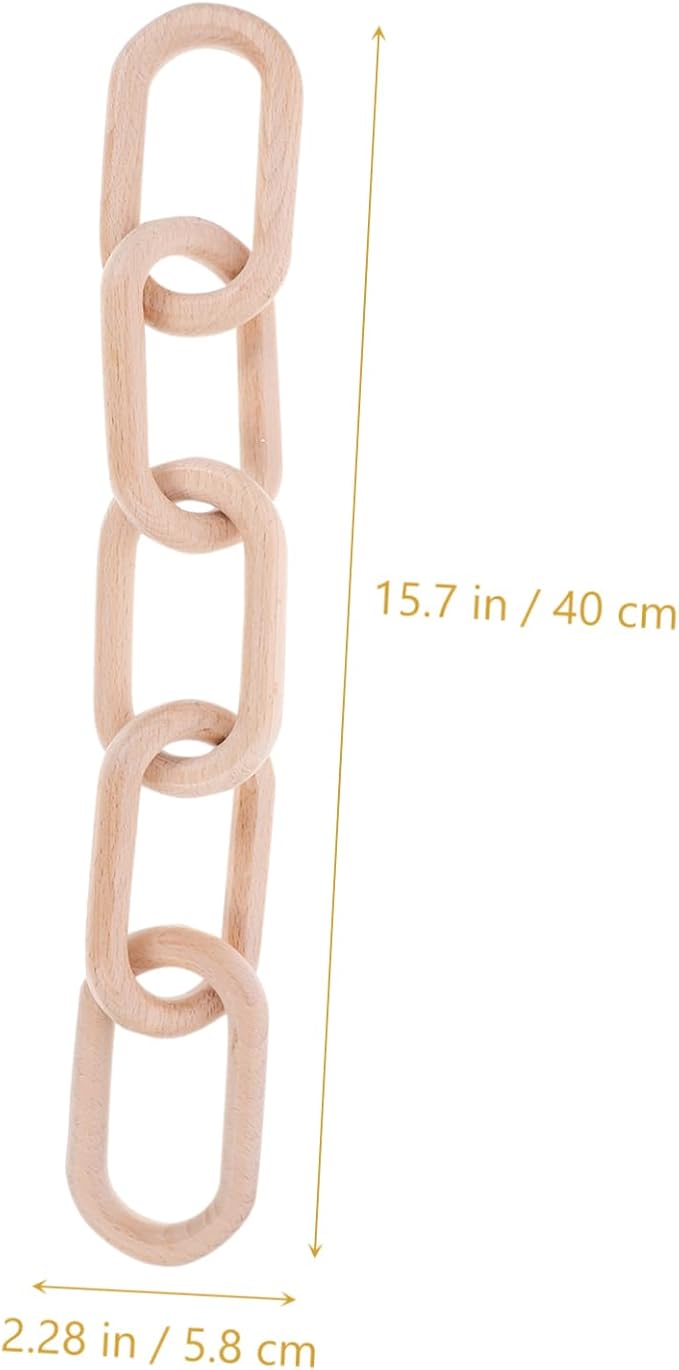 Housoutil Wood Chain Link Decor Minimalist Wooden Chain Decoration for Living Room Dining Table Shelf Ornament Rustic Home Decor Beautiful