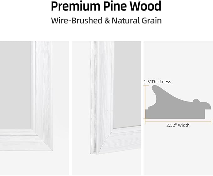 36" x 60" Rustic Wooden Framed Wall Mirror for Bathroom, White Wood Vanity Rectangle Mirror for Over Sink, Waterproof, Decor Bathroom, Living Room, Bedroom, Entryway, Horizontal/Vertical
