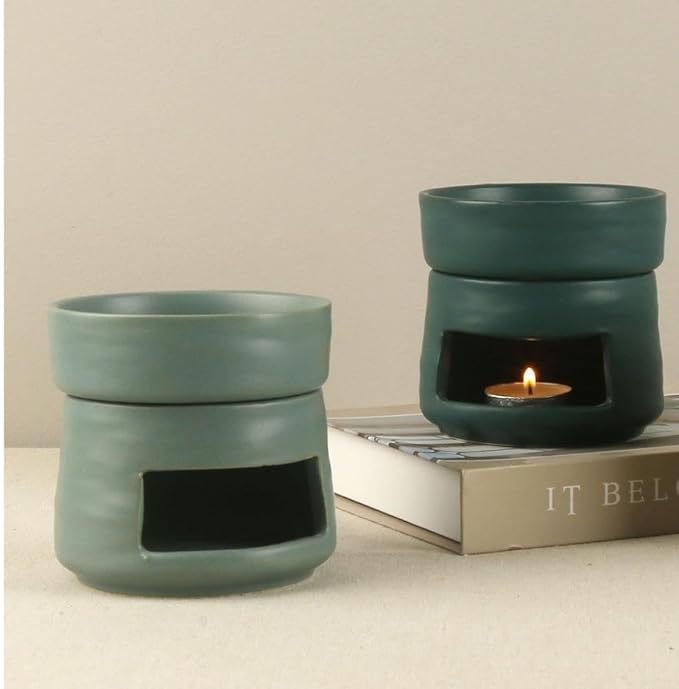 Ceramic Essential Oil Burner Tealight Candle Holder Decorative Aroma Diffuser Separable Brown