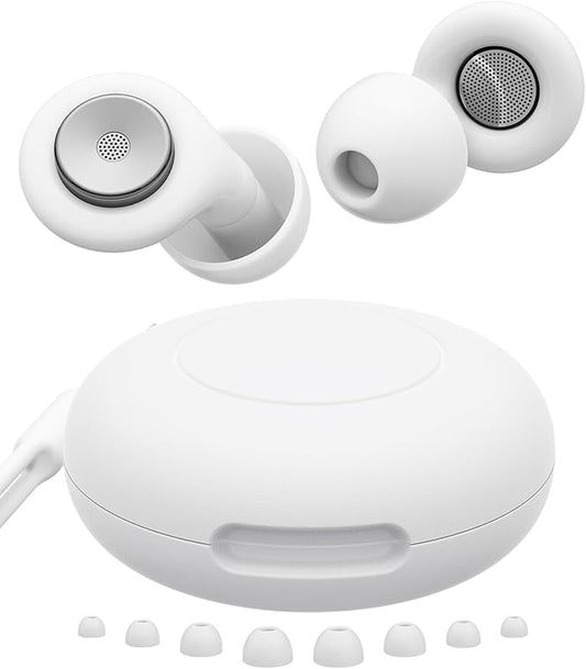 Sleep Noise-Canceling Earplugs 50dB Noise Reduction 4 Ear Tip Sizes Reusable Noise-Canceling Earplugs Silicone Hearing Protection Gear Ideal for Work and Travel (White)