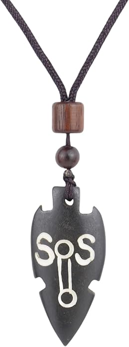 Handmade Black Bull Bone Pendant Necklace, Traditional Tribal Design, Wooden Beads, Adjustable Braided Rope, 24 Inch, Surfer Style