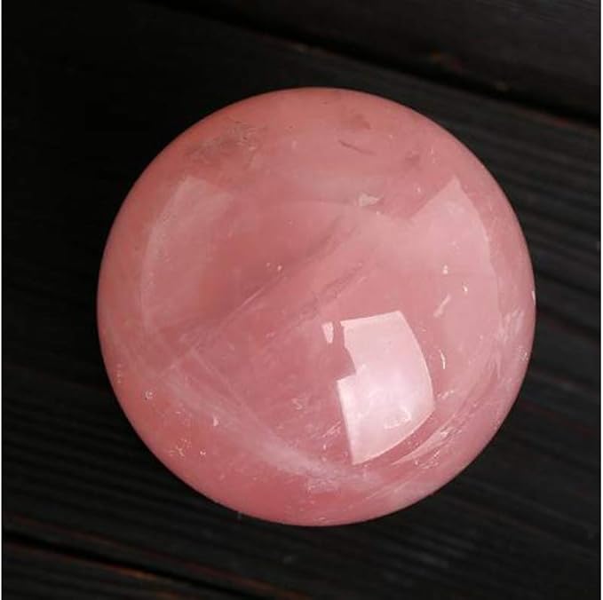 Natural Rose Quartz Healing Crystal Gemstone Sphere Ball for Reiki Balancing Meditation Energy Home and Office Decoration (6.5-7cm, Rose Quartz)