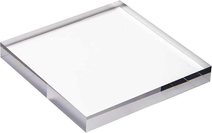 CiaoHER 1in Thickness 8in Square Acrylic Cube Display Block Clear Polished Pedestal Stand Riser Solid Base 8" x 8" x 1", 2 Pack