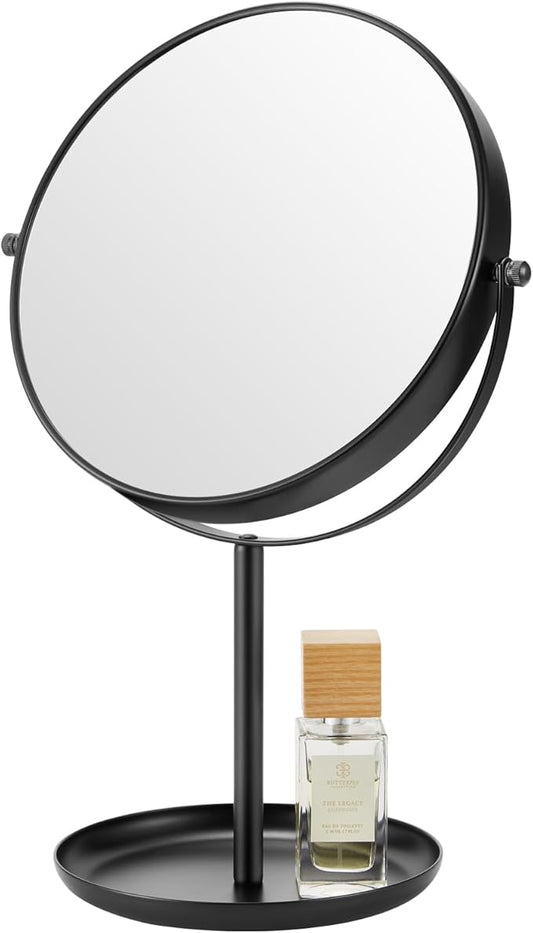 DECLUTTR 15X Magnifying Makeup Mirror, 9 Inch Tabletop Mirror on Stand, Large Double Sided Mirror for Desk, Black
