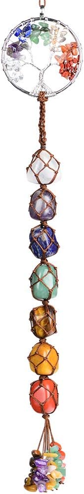 Anjiucc Handmade Crystal Window Car Hanging Ornaments 7 Chakra Home Decoration Feng Shui Ornament Yoga Meditation Car Decoration