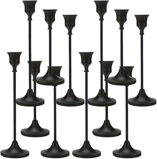 4 Sets(12 Pcs) Candle Stick Holders，Black Metal Taper Candle Holders, Vintage Modern Decorative Centerpiece Candlestick Holders for Table Mantel Wedding Housewarming Gift