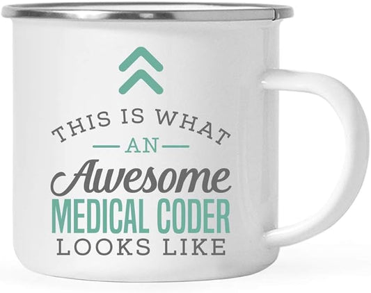 Andaz Press 11oz. Stainless Steel Campfire Coffee Mug Gift, This is What an Awesome Medical Coder Looks Like, 1-Pack, Birthday Gift Ideas Coworker Him Her, Includes Gift Box