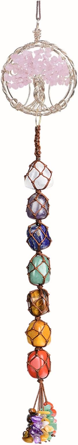 Anjiucc Handmade Crystal Window Car Hanging Ornaments 7 Chakra Home Ornament Yoga Meditation Car Decoration（A-Style 14）