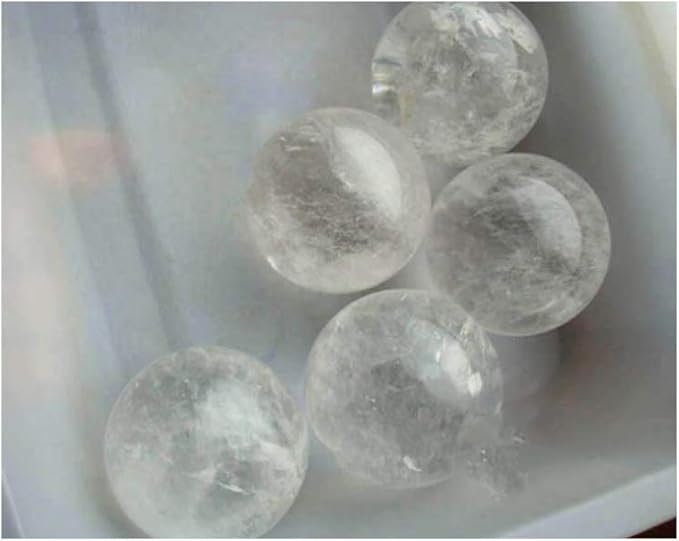 StoneStory Natural Clear Quartz Healing Crystal Sphere Ball for Reiki Balancing Meditation Energy Home and Office Decoration (6.8-7.3cm, White Crystal)