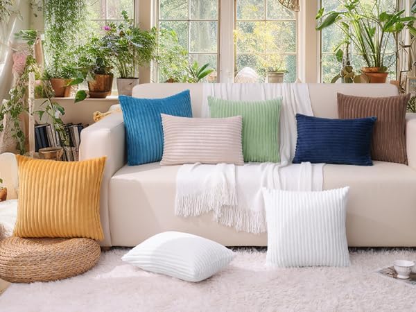 Simmore Decorative Spring Euro Sham Throw Pillow Covers 26x26 Set of 2, Soft Natural Plush Flannel Double-Sided Fluffy Couch Pillow Covers for Sofa Living Room, Grey