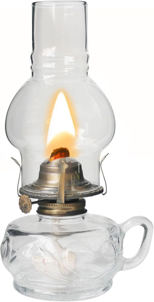 Large Rustic Kerosene Lamp Lantern Chamber Antique Oil Lamps for Indoor Use Home Decor Lighting Vintage Glass Clear (Bronze)