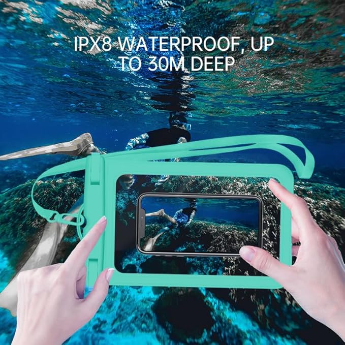 [Up to 8.9" 2 Pack Waterproof Phone Pouch Case,Waterproof Phone Bag for iPhone 17 16 15 14 13 Pro Max Plus Galaxy S25 S24 Ultar Plus+,IPX8 Cellphone Dry Bag Beach Travel Essentials-Green