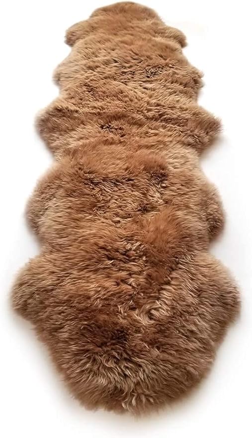 WL&ALLEN Large Sheepskin Rug Genuine Thick and Lush 3 Inch Pile，Luxury Australian Pelts |Large Sheepskin Wool Area Rugs (Double Pelt 2'6" x 6'6",Light Brown)