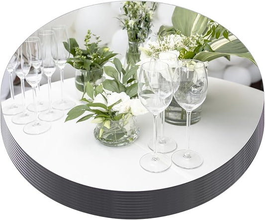 12" Mirror Centerpieces, Set of 12 Round Mirrors for Centerpieces, 2mm Glass Mirror Plates, Mirror Tray, for Wedding Table, Party Decorations, Candle Plate Set, Craft, Christmas Decorations