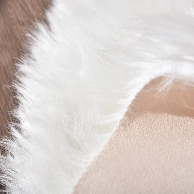 White Faux Sheepskin Fuzzy Fur Rugs for Bedroom Small Machine Washable Fluffy Area Rugs for Living Room 2x4 Shag Nursery Rug