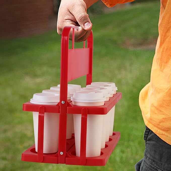 musbus Reusable Drink Carrier with Handle for Delivery Drivers, Portable Cup/Coffee Holder Accessories for Delivery, Foldable Drinks Caddy with Tray, Car Durable Plastic Festive Bottle, Vacation