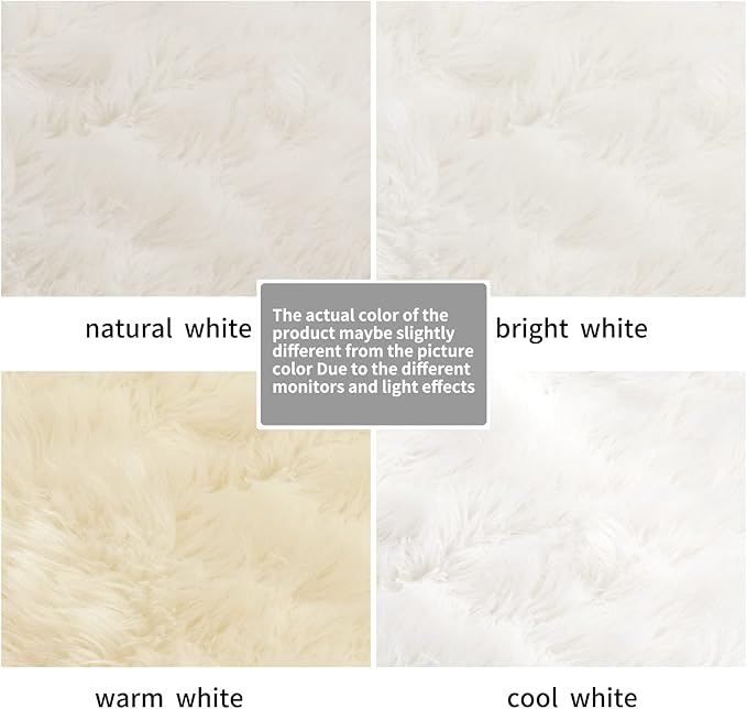 SERISSA Faux Sheepskin Fur Area Rug White Fur Chair Cover Seat Pad Small Fuzzy Rug for Bedroom Floor Sofa Living Room Decor 2x3 Feet