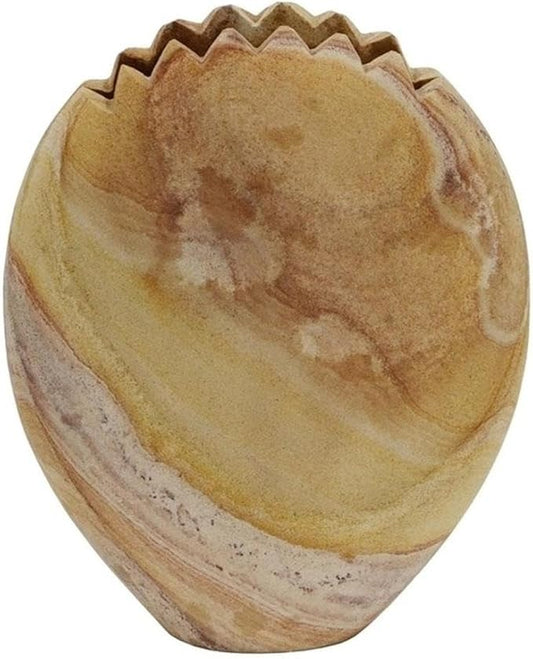 Pemberly Row Handmade Transitional Mantis Stone Vase in Sandstone