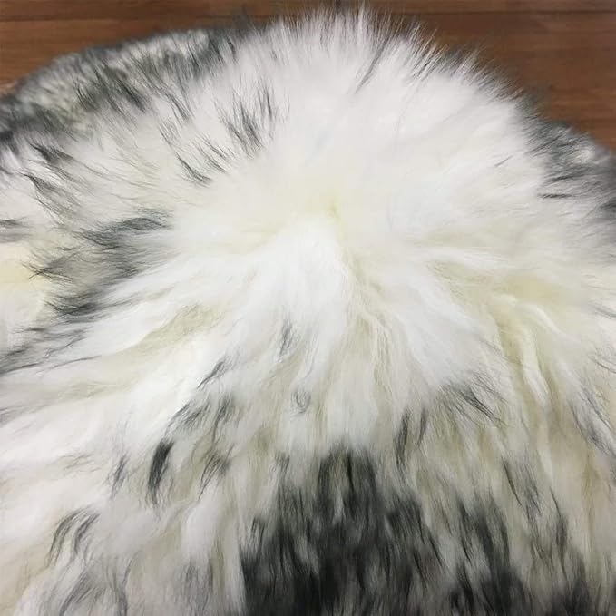 HUAHOO Premium Genuine Sheepskin Rug White Grey Real Australia Sheepskin Natural Luxury Fluffy Lambskin Fur Area Rug Seat Covers for Kids Bedroom Pets Dogs Mat Single Pelt/2'x 3' Wolf Tip