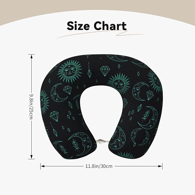 Travel Pillow for Boys and Girls, Comfortable Neck Chin Head Support Cushion Trippy Sun Moon Star, Comfortable for Airplanes Car Sleeping Rest