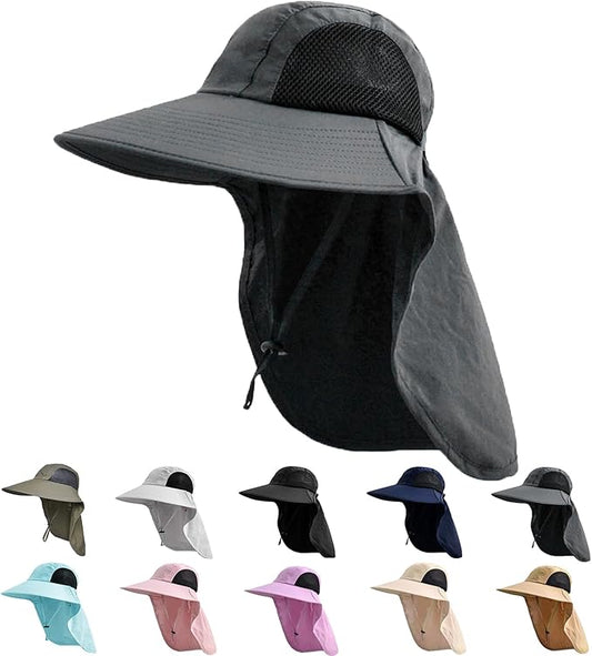 Sun Hat for Men Women with Neck Flap,UPF 50+ UV Protective Hiking Fishing Hats,Wide Brim Sun Hat for Women&Men