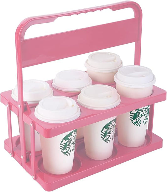 Reusable Drink Carrier with Handle for Delivery Drivers Portable Cup/Coffee Holder Accessories for Delivery, Foldable Drinks Caddy with Tray, Car Durable Plastic Festive Bottle, Vacation Container