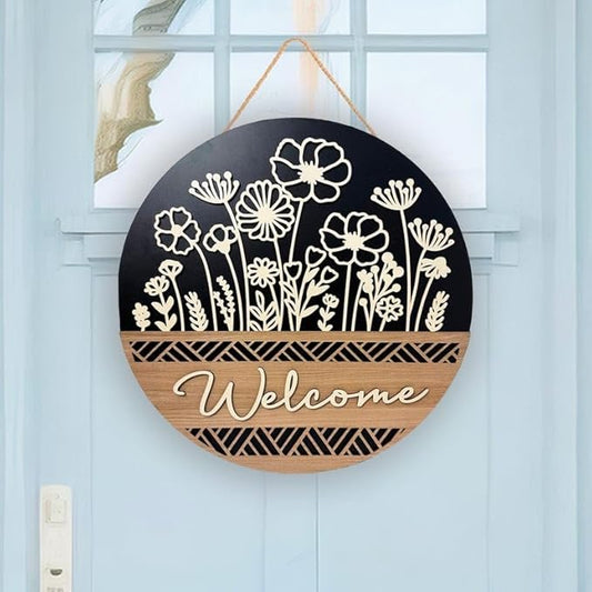 Custom Wooden Welcome Entry Sign, Personalized Front Door Plaque, Rustic Home Wall Accent, Stylish Decoration, Perfect Moving Gift Or New House Present For Families Doorsign_281125_SR6_15
