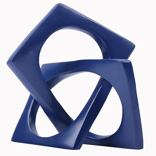 DOVDOV Geometric Cube Blue Knot Decorations, Geometric Sculptures, Modern Home Decorations for Home Decor Accents, Dining Tables, bookcases, Consoles, entryway Tabletop centrepieces