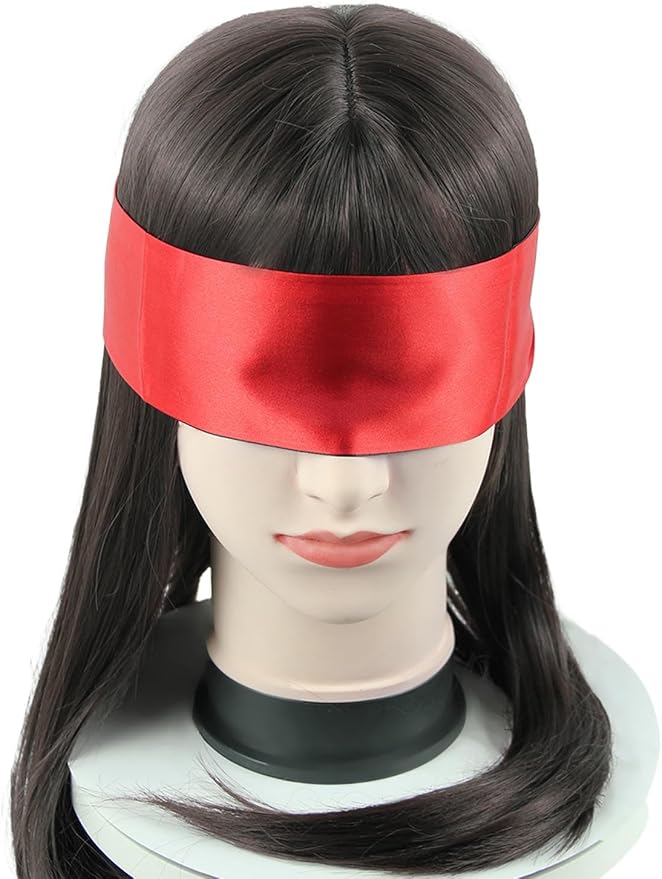 Blackout Sleep Mask for Women Mysterious Masquerade Soft Mask Blindfold Black Eyemask Adjustable Eye Mask Halloween Cosplay Costume Accessories Valentine Gifts for Women (Black and Red)