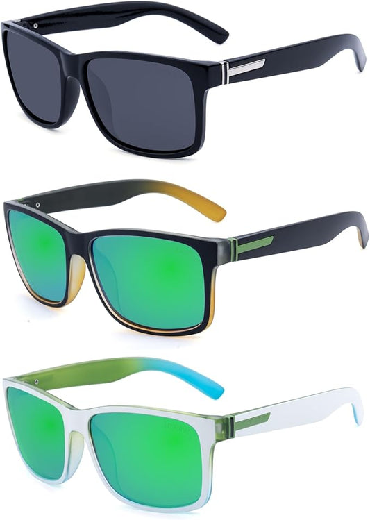 LECKIRUT Vintage Polarized Sunglasses for Men Women Retro Oversized Square Mirror Sun Glasses