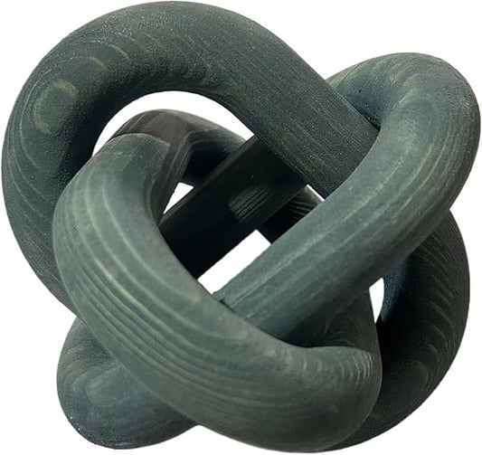 Wood Knot Decor -Coffee Table Decor Shelf Decor Table Books Hand Carved Home Decoration Boho Country Rustic Modern Shabby Chic Style 3 Link Wooden Knot Chain Link Decor (Dark Blue)