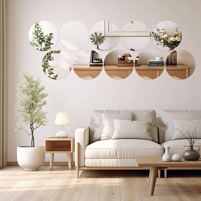 10PCS Small Round Mirrors for Centerpieces, 6inch Circle Mirror Centerpieces for Tables, Small Mirror Tiles for Wall Table Wedding Centerpiece Mirrors Plates for Candle Tray Decorations DIY Craft