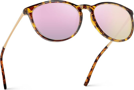 WearMe Pro Round Polarized Sunglasses for Women - UV400 Protection, Lightweight Frame, Vintage Retro Style