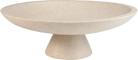 Large Modern Decorative Bowl for Home Decor Fruit Organic Catch All Key Kitchen Entryway Shelf Coffee Table With Pedestal,Artificial Stone Beige