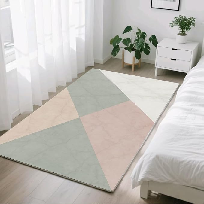 Modern Marble Rug - 5x7 Area Rugs, Minimalist Marble Rug, Abstract Luxury Bedroom Rugs, Washable & Non Slip Carpet Home Decor