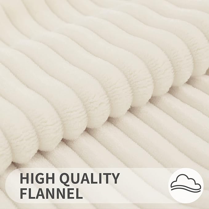 Simmore Decorative Spring Throw Pillow Covers 20x20 Set of 2, Soft Natural Plush Flannel Double-Sided Fluffy Couch Pillow Covers for Sofa Living Room, Cream White