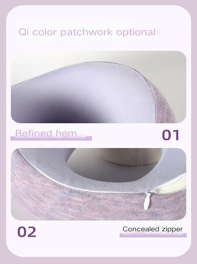 Kids Memory Foam Travel Neck Pillow, 360° Support,Travel U-Shaped Airplane Pillow, Foldable，Suitable for Commuting, Flying, Working, and Living at Home (Smoky Purple)