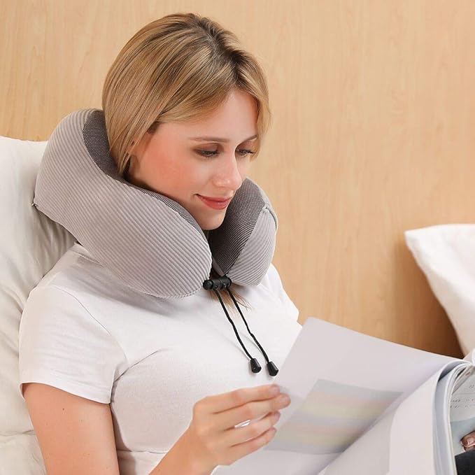 Umerci Travel Pillow, Memory Foam Neck Pillow with 360-Degree Head Support Comfortable Airplane Pillow with Storage Bag Lightweight Traveling Pillow for Sleeping, Car, Train, Bus and Home Use(Gray)