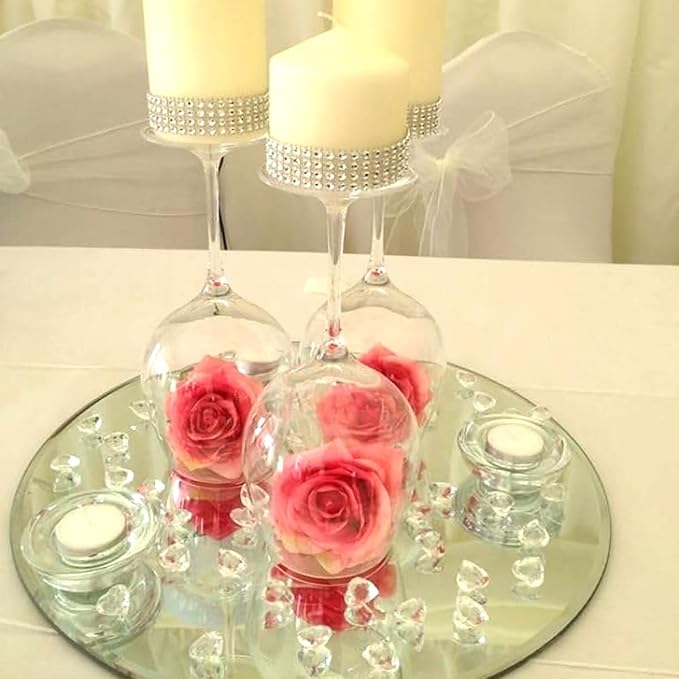 16Pack Round Mirror Centerpieces for Tables, 10inch Circle Mirror Plates for Tables Mirror Centerpieces, Flat Circle Mirror Trays for Tables, Mirror Candle Plates for Table Weddings Party Centerpieces