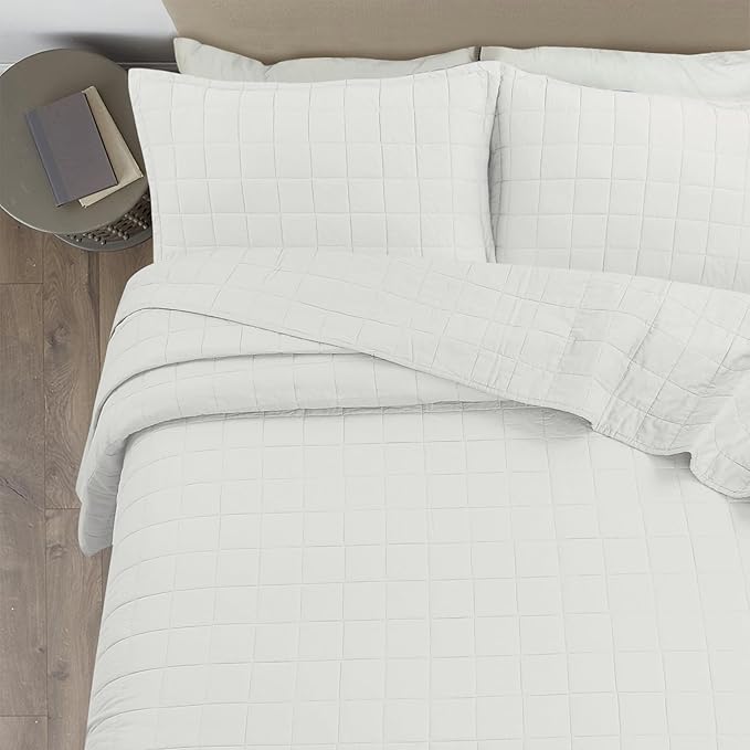 100% Cotton Quilt Sets King Size - Soft Lightweight Quilt Bedding Set for Bedroom Decor- Bedspread in Geometric Pattern with 2 Pillow Shams for All Season, 98x106 inches
