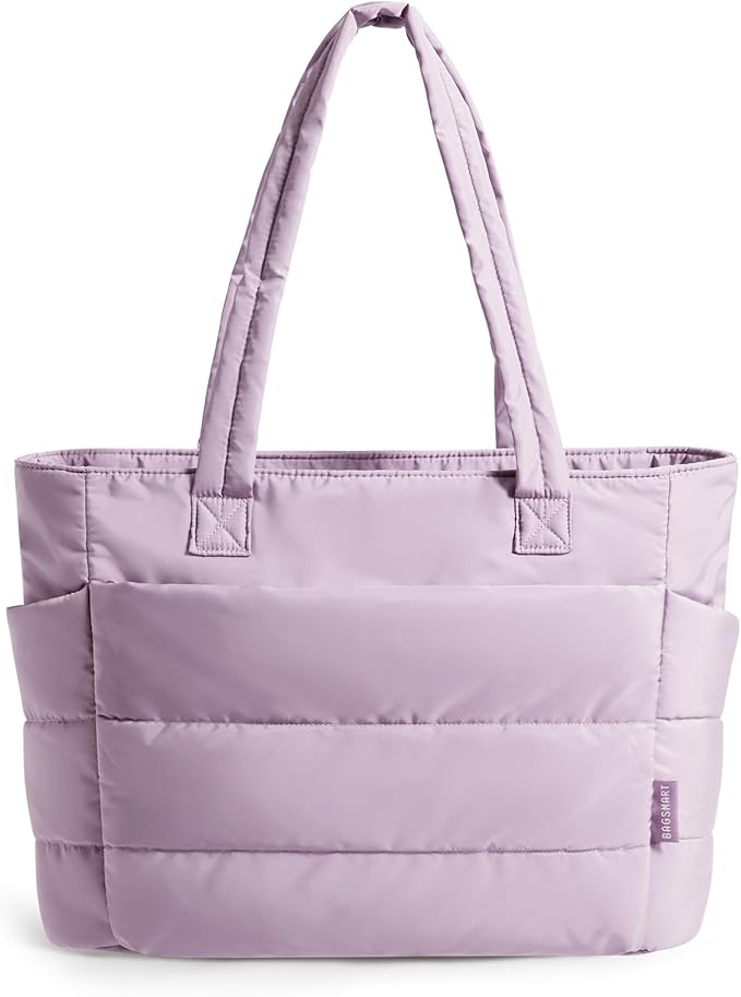 BAGSMART Tote Bag for Women, Lightweight Puffy Tote Bag with Compartments Shoulder Bag Handbag for Travel, Work, Gym