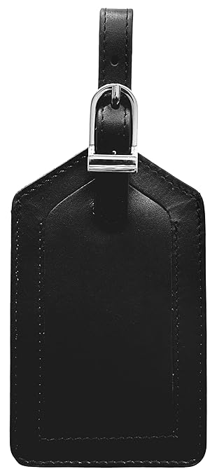 Black Genuine Top Grain Leather Luggage Tag