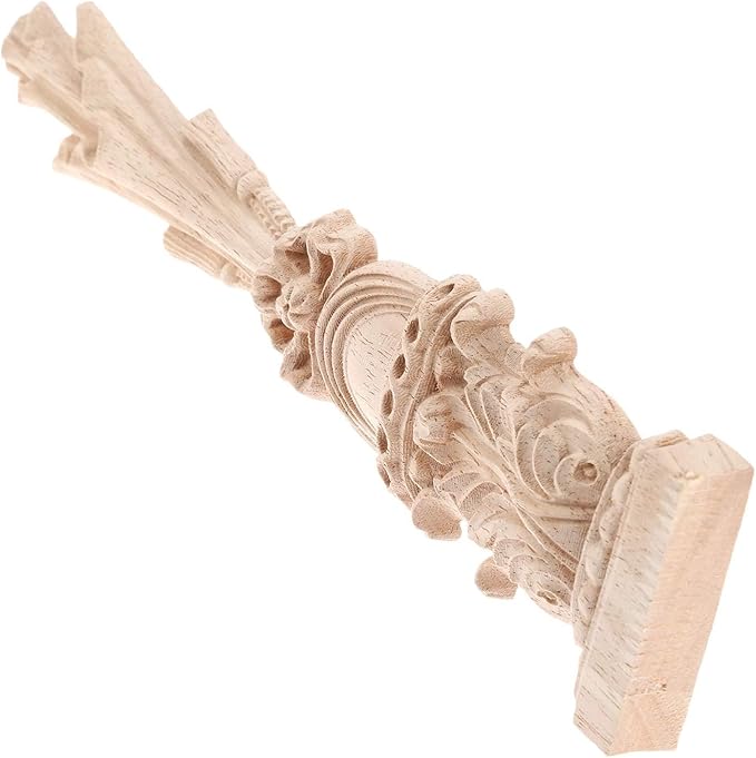 MUXSAM Wood Carved Appliques Onlays, Unpainted Carving Decals Mouldings Trim for Window Door Frame Rome Column Wall Mantel Dresser Fire Stove Surround Decor, 30x7cm/11.81"x2.76" (4-Pack)