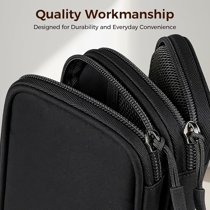 Qeuxv 2026 Travel Cable Organizer Pouch, Electronic Accessories Carry Case, Portable Waterproof Double Layers All-in-One Storage Bag for Cable, Charger, Mobile phone, Headphones (Grey)