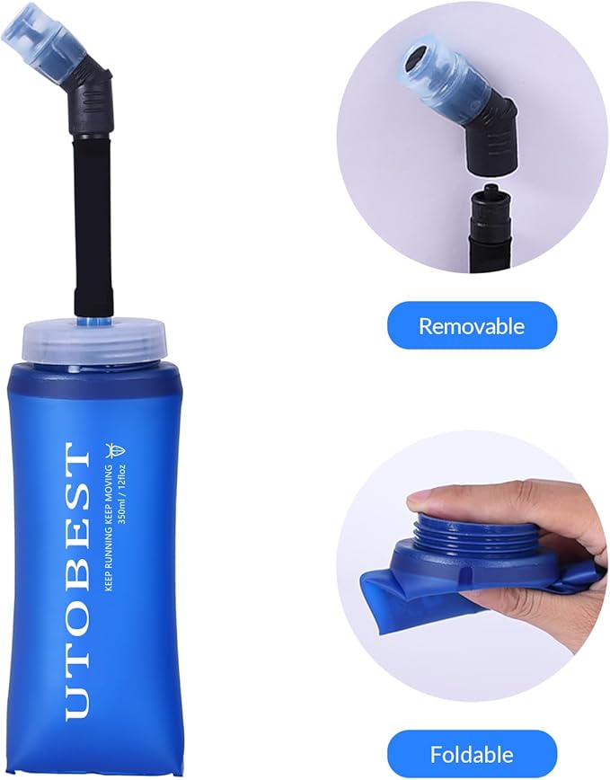 Soft Flask Collapsible Running Water Bottle, Flexible TPU Folding Flask for Hydration Pack, Soft Flask Bottles for Hiking Cycling